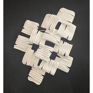 Vtg 60s Crown Trifari White Enamel Abstract Geometric Brooch Pin Signed Jewelry